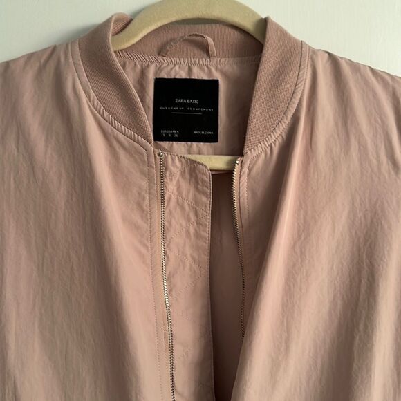 NWOT Zara Basic Blush Pink/Mauve Lightweight Bomber Jacket Size S - Picture 8 of 16